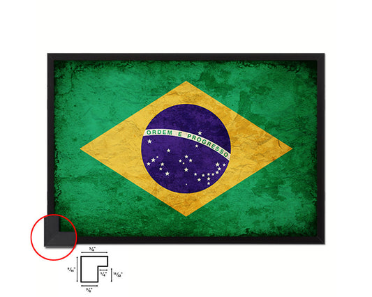 Brazil Country Vintage Flag Wood Framed Print Wall Art Decor Gifts