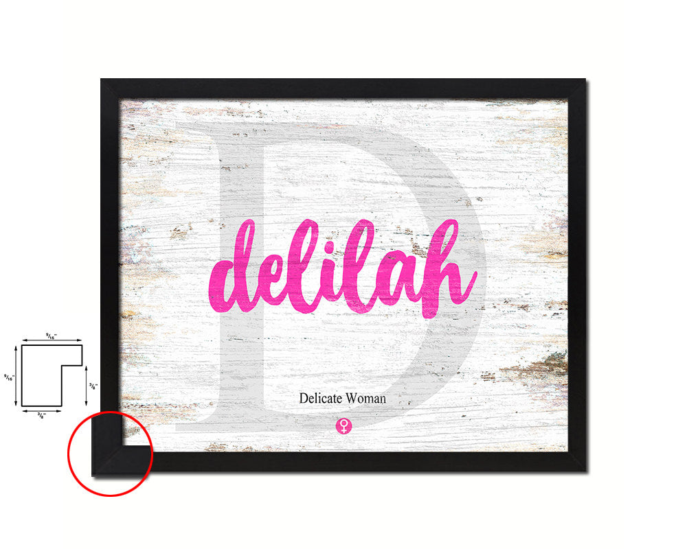 Delilah Personalized Biblical Name Plate Art Framed Print Kids Baby Room Wall Decor Gifts