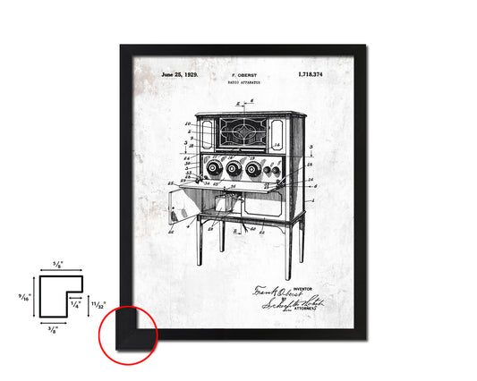 Apparatus Radio Vintage Patent Artwork Black Frame Print Wall Art Decor Gifts