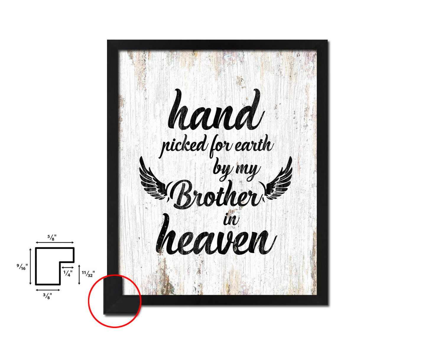 Hand picked for earth by our brother in heaven Quote Framed Print Wall Art Decor Gifts