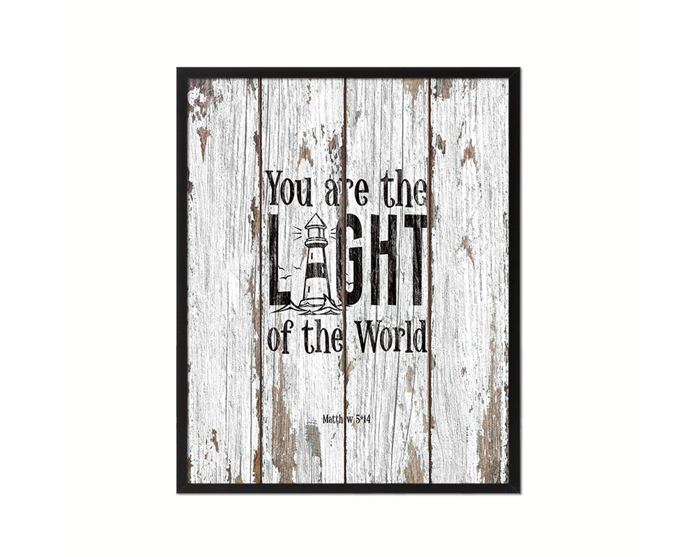 You Are the Light of The World, Matthew 5:14 Quote Framed Print Home Decor Wall Art Gifts