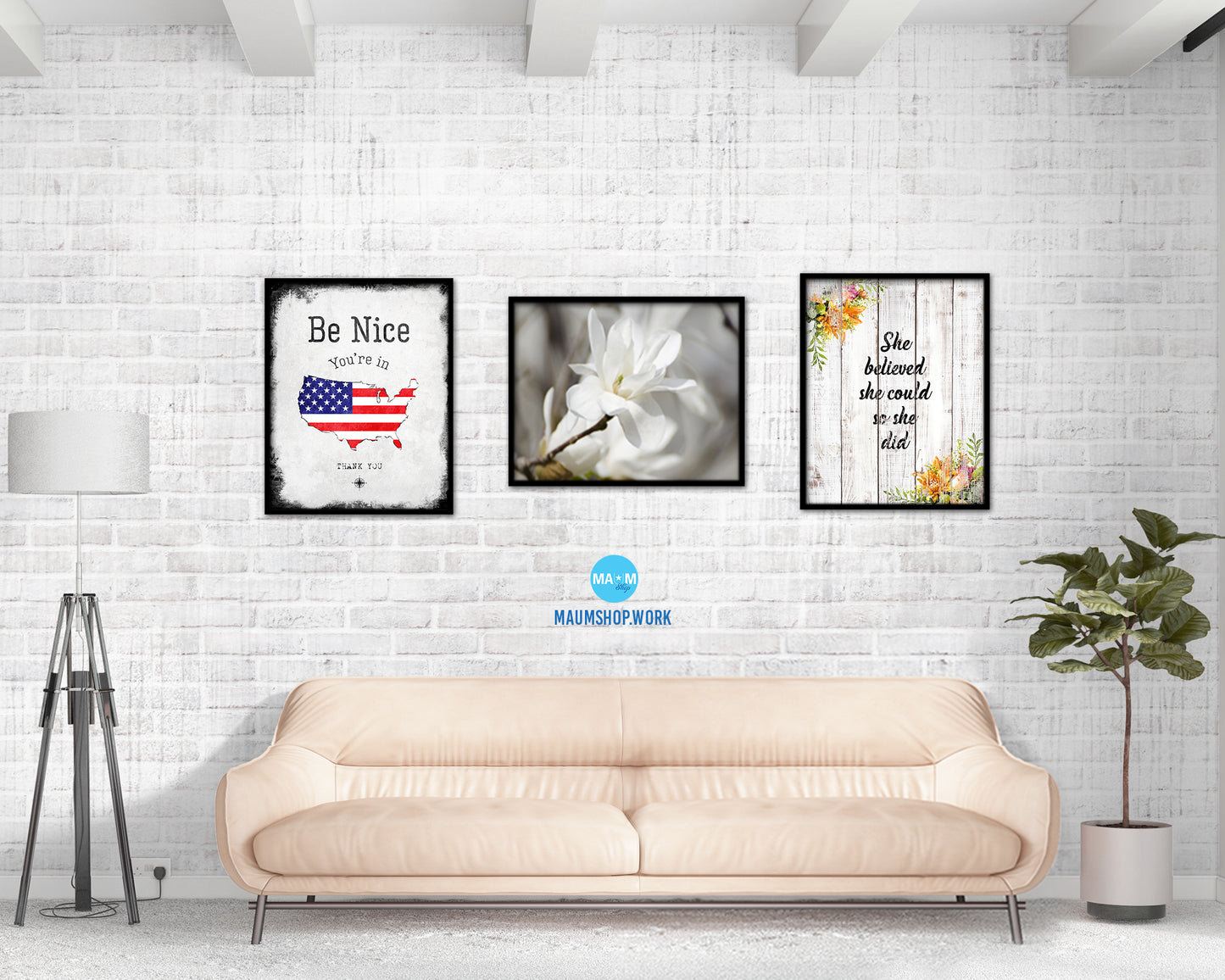 Magnolia White Flower Wood Framed Paper Print Wall Decor Art Gifts