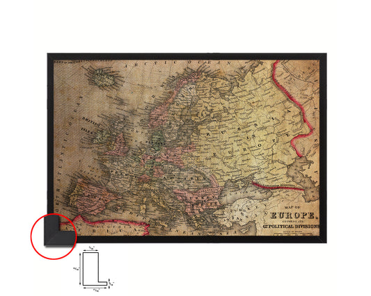 Europe 1870 Vintage Map Framed Print Art Wall Decor Gifts