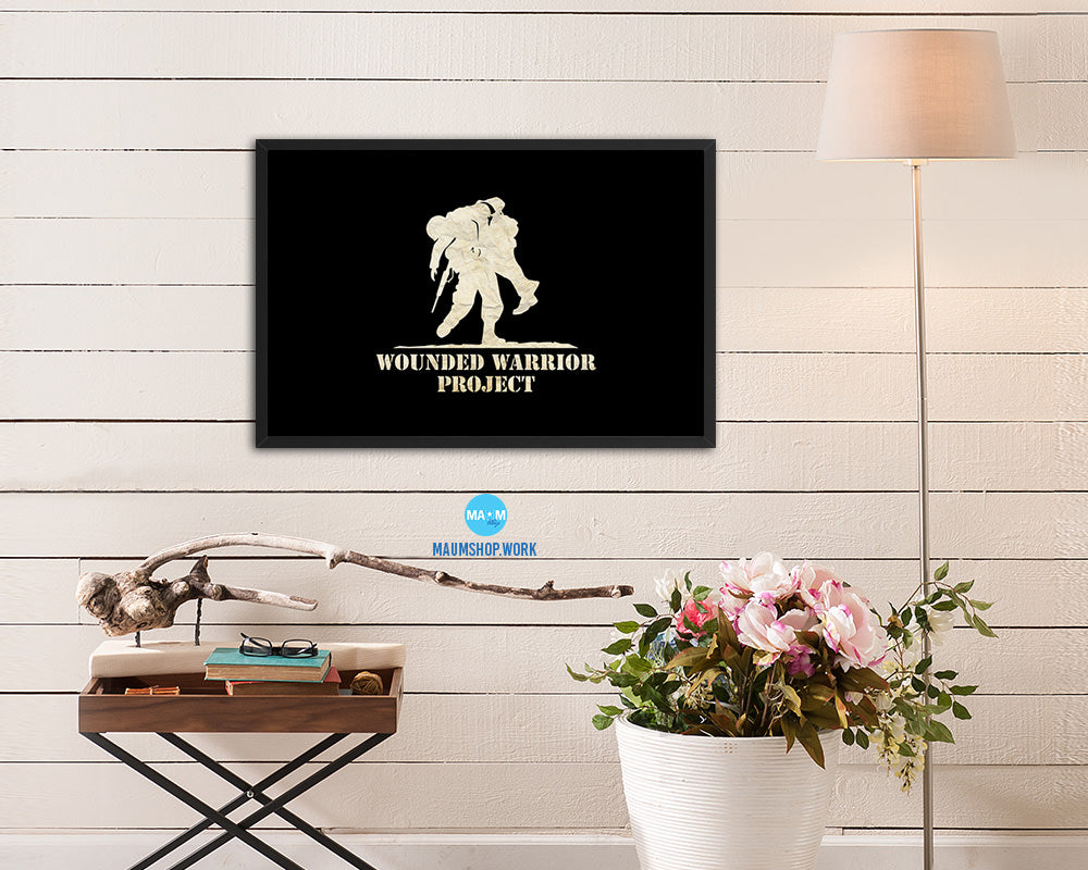 Wounded Warrior Project Vintage Military Flag Framed Print Sign Decor Wall Art Gifts