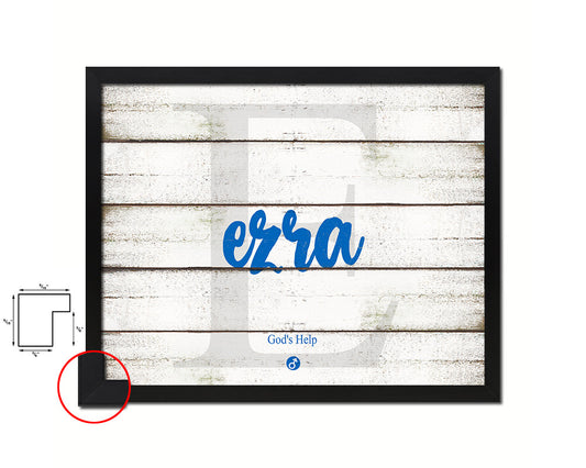 Ezra Personalized Biblical Name Plate Art Framed Print Kids Baby Room Wall Decor Gifts