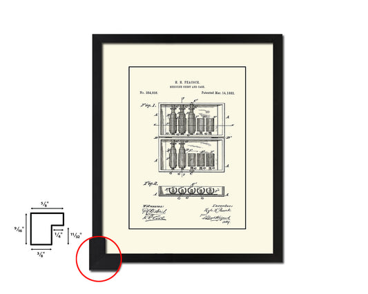 Medicine Chest and Case Pharmacist Vintage Patent Artwork Black Frame Print Gifts