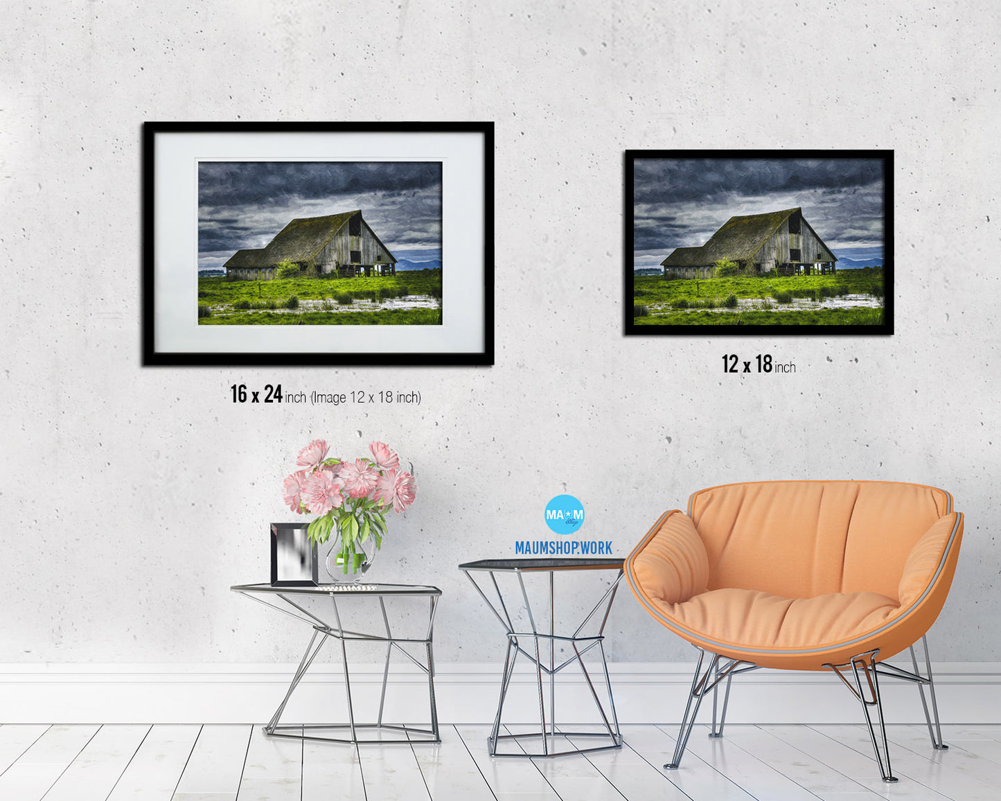 Old Barn Washington Landscape Painting Print Art Frame Home Wall Decor Gifts