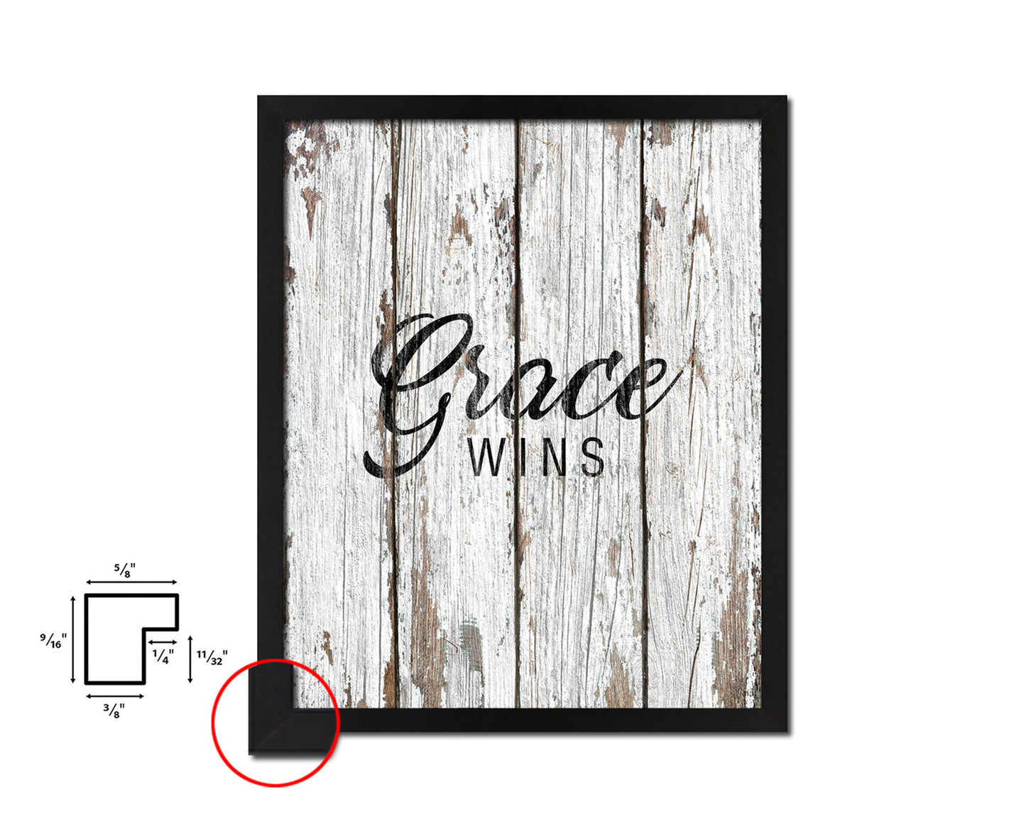 Grace wins Quote Wood Framed Print Home Decor Wall Art Gifts