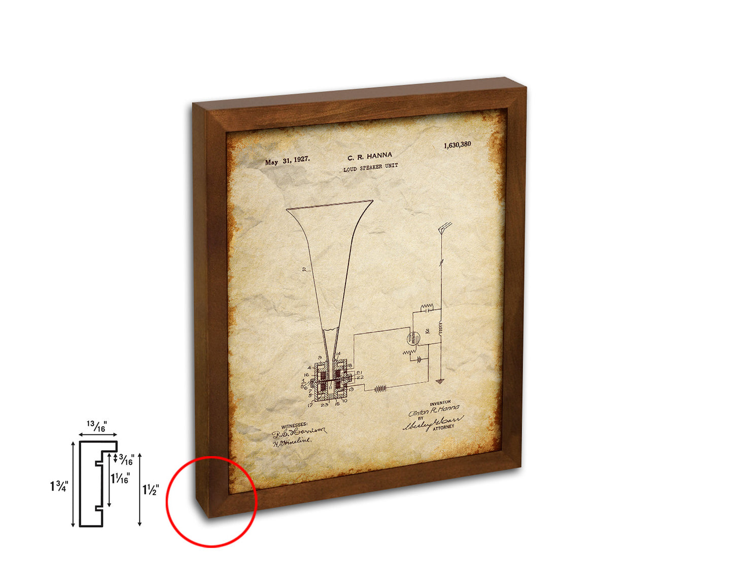 Loud Speaker Unit Loud Speaker Unit 1927 Vintage Patent Artwork Walnut Frame Gifts