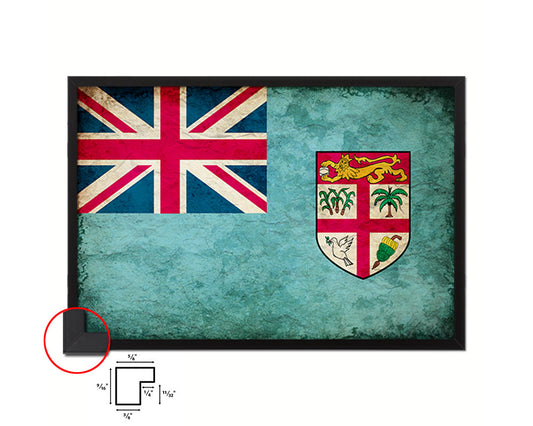 Fiji Country Vintage Flag Wood Framed Print Wall Art Decor Gifts