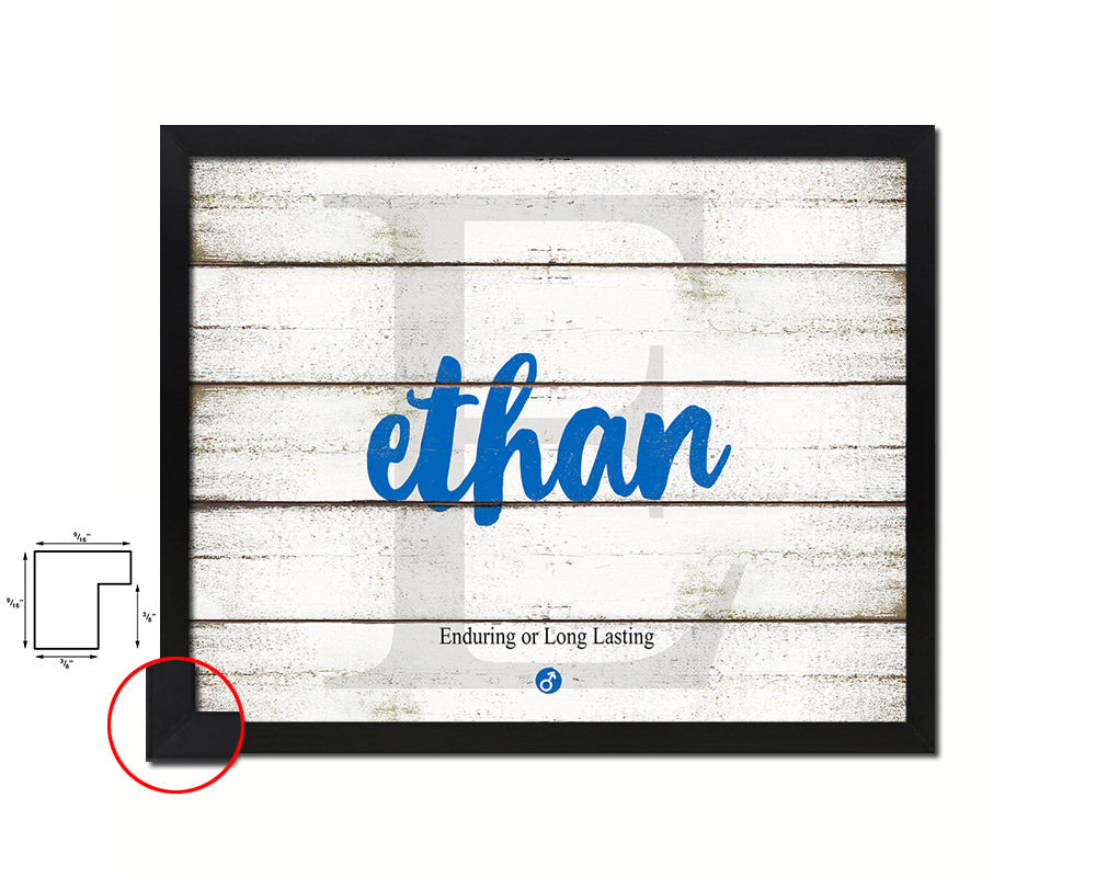 Ethan Personalized Biblical Name Plate Art Framed Print Kids Baby Room Wall Decor Gifts