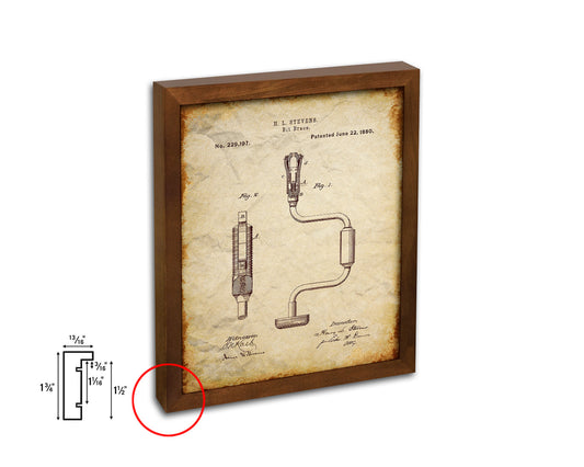 Bit Brace Tools Vintage Patent Artwork Walnut Frame Gifts