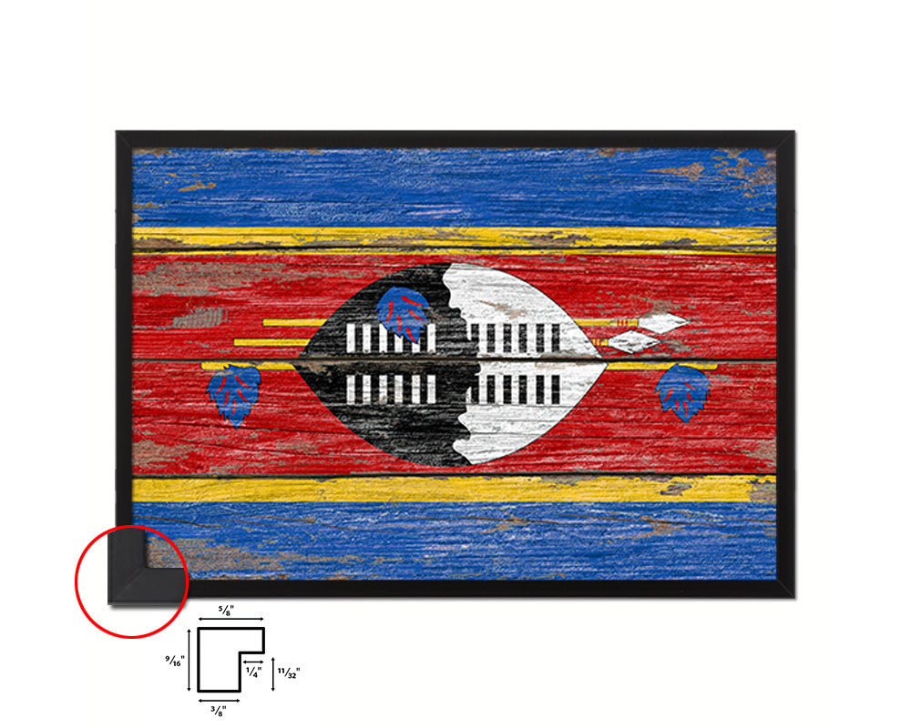 Swaziland Country Wood Rustic National Flag Wood Framed Print Wall Art Decor Gifts