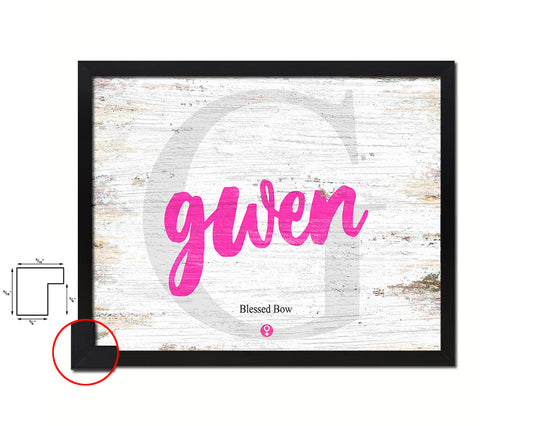 Gwen Personalized Biblical Name Plate Art Framed Print Kids Baby Room Wall Decor Gifts