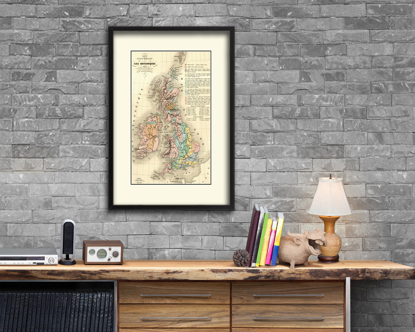 Geological Britain Old Map Wood Framed Print Art Wall Decor Gifts