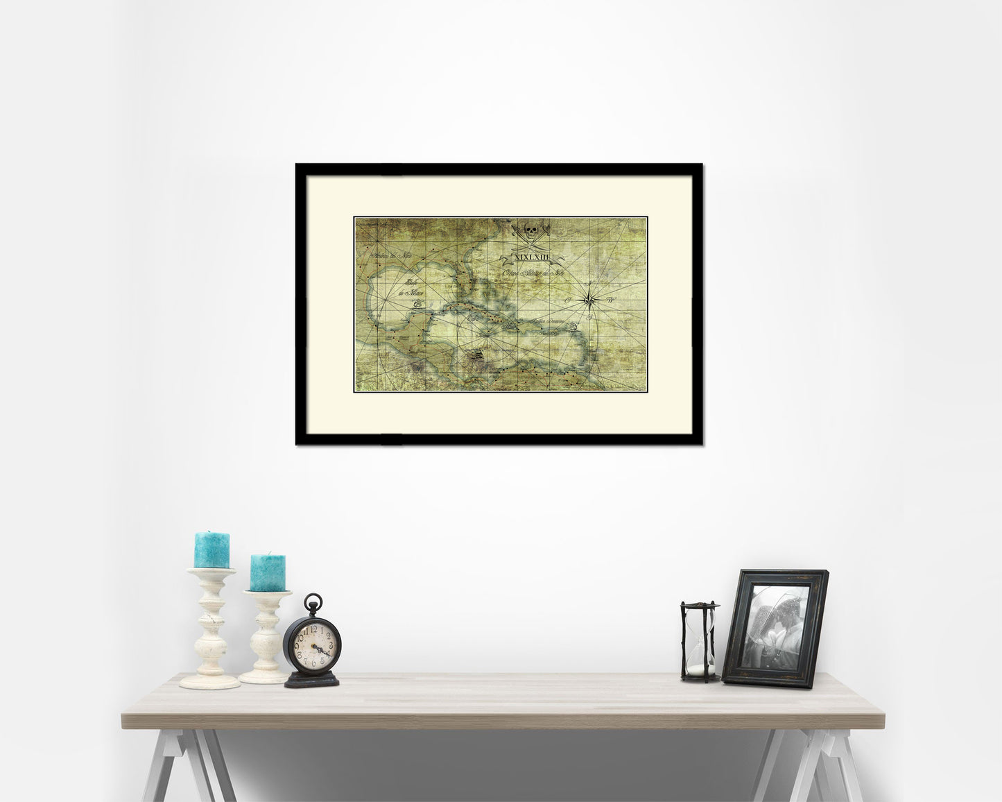 Caribbean Old Map Framed Print Art Wall Decor Gifts