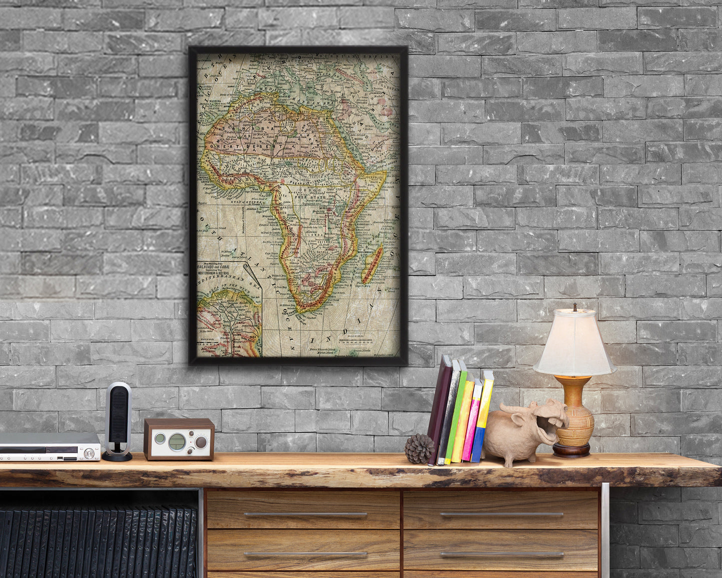 Africa Historical Map Wood Framed Print Art Wall Decor Gifts