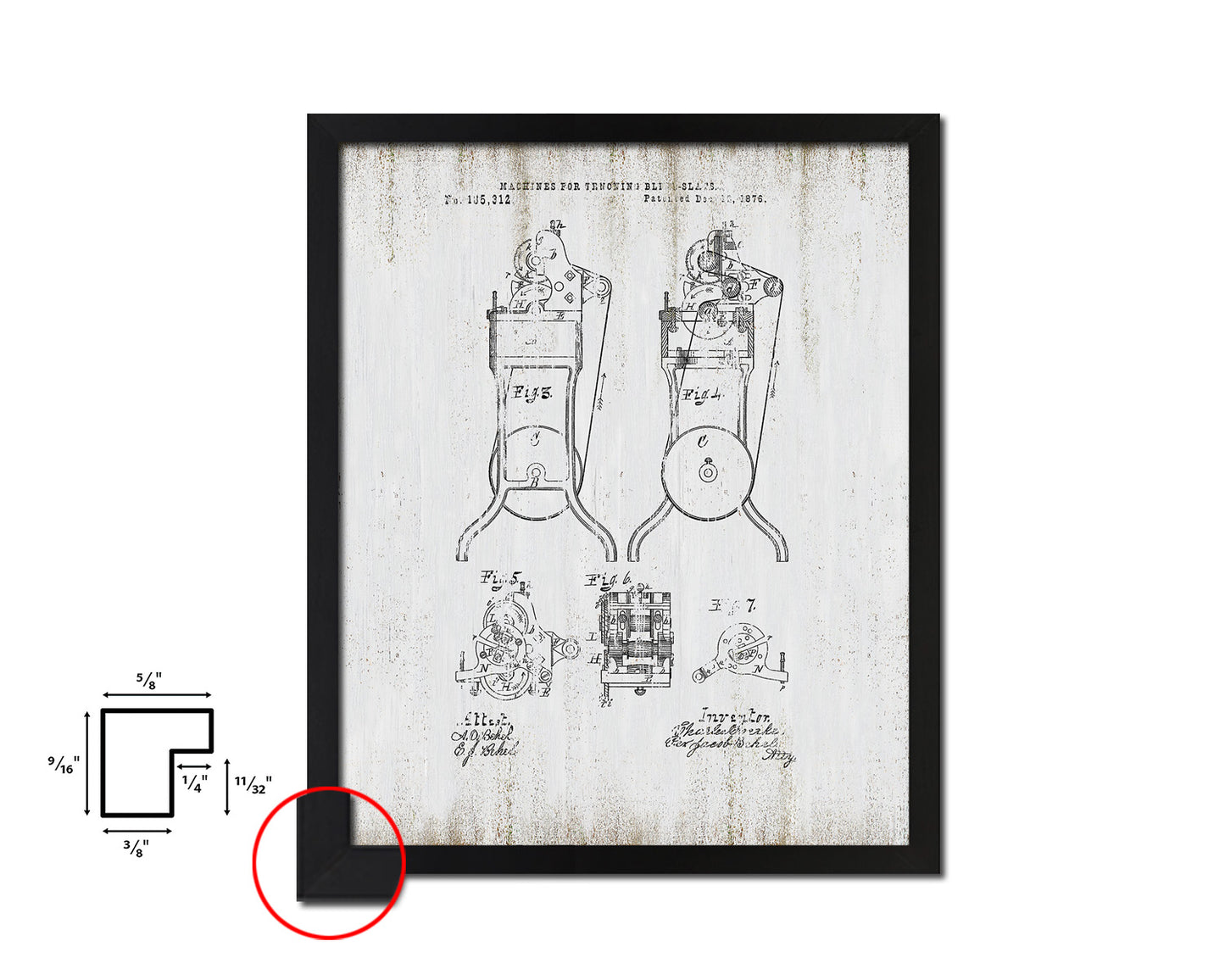 Tenoning Blind-Slats Machine Vintage Patent Artwork Black Frame Print Gifts