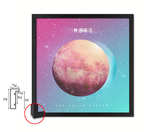 Mars Planet Colorful Prints Watercolor Solar System Framed Print Home Decor Wall Art Gifts