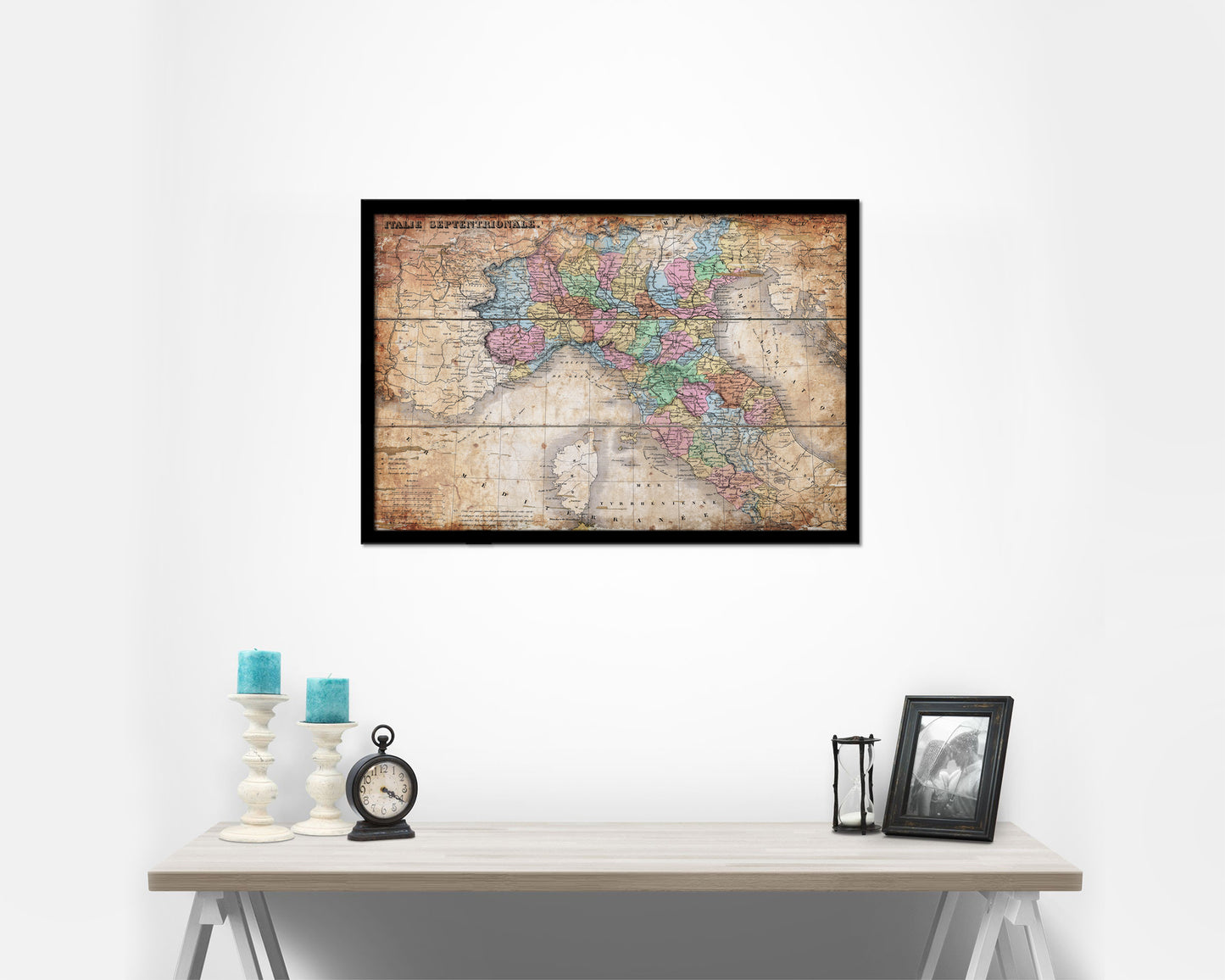 North Iitaly Antique Map Framed Print Art Wall Decor Gifts