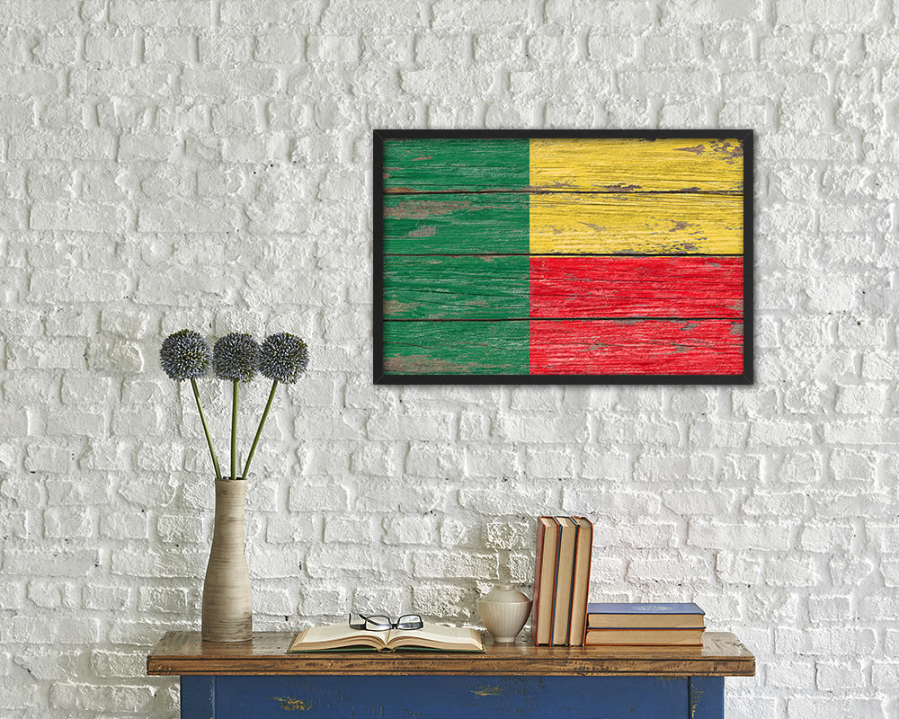 Benin Country Wood Rustic National Flag Wood Framed Print Wall Art Decor Gifts