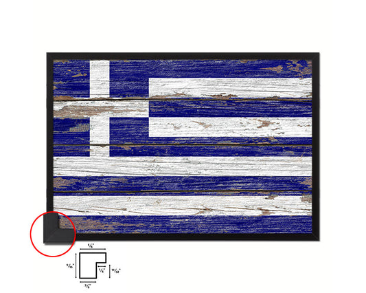 Greece Country Wood Rustic National Flag Wood Framed Print Wall Art Decor Gifts