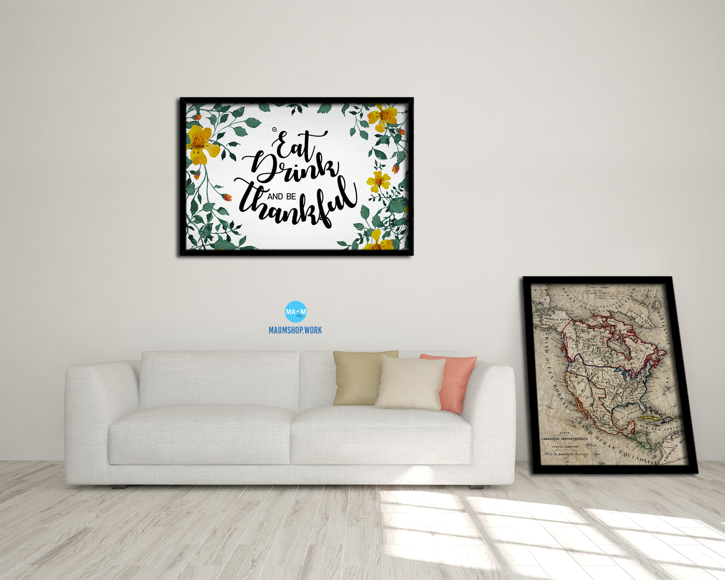 Eat drink and be thankful Quote Framed Print Wall Decor Art Gifts