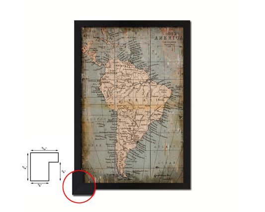 South America Antique Map Wood Framed Print Art Wall Decor Gifts