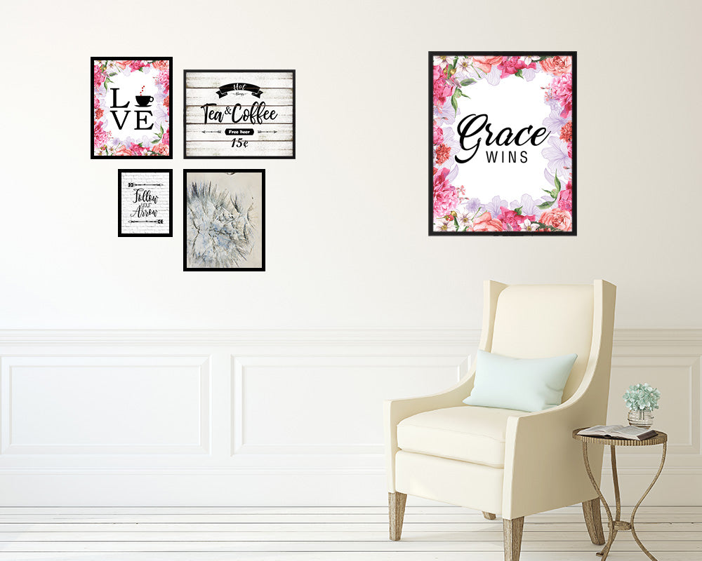 Grace wins Quote Wood Framed Print Home Decor Wall Art Gifts