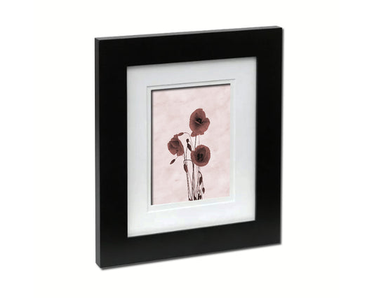 Poppy Sepia Plants Art Wood Framed Print Wall Decor Gifts