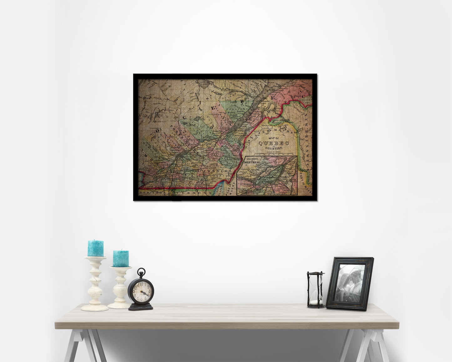 Quebec Montreal Vintage Map Framed Print Art Wall Decor Gifts