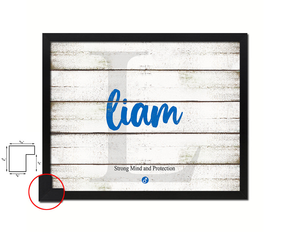 Liam Personalized Biblical Name Plate Art Framed Print Kids Baby Room Wall Decor Gifts