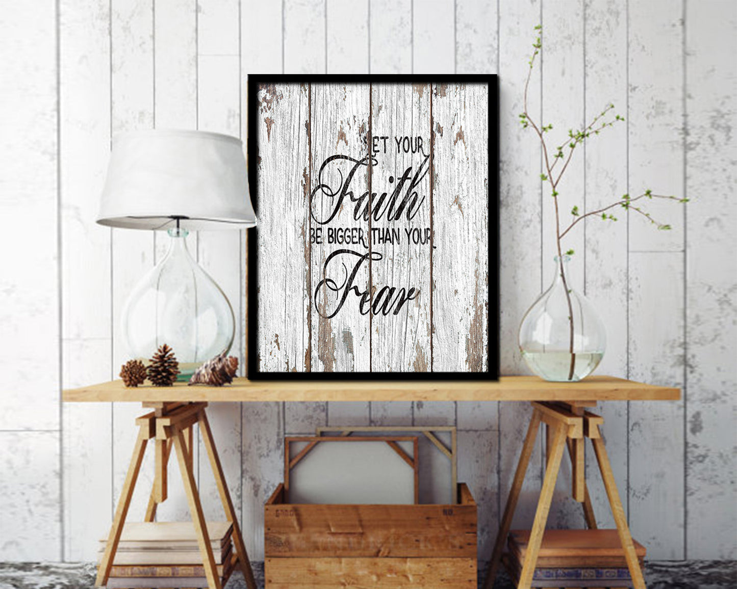 Let your Faith be bigger than your fear Quote Framed Print Home Decor Wall Art Gifts