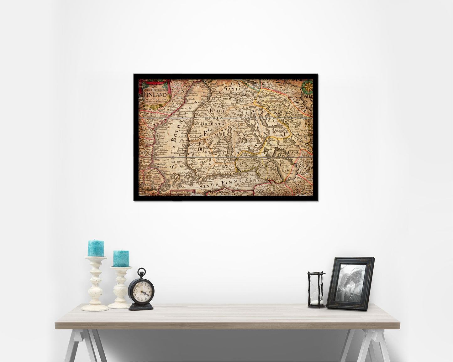 Finland Centuries Antique Map Framed Print Art Wall Decor Gifts