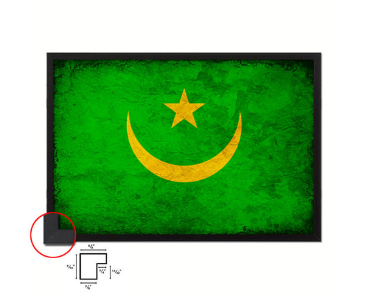 Mauritania Country Vintage Flag Wood Framed Print Wall Art Decor Gifts