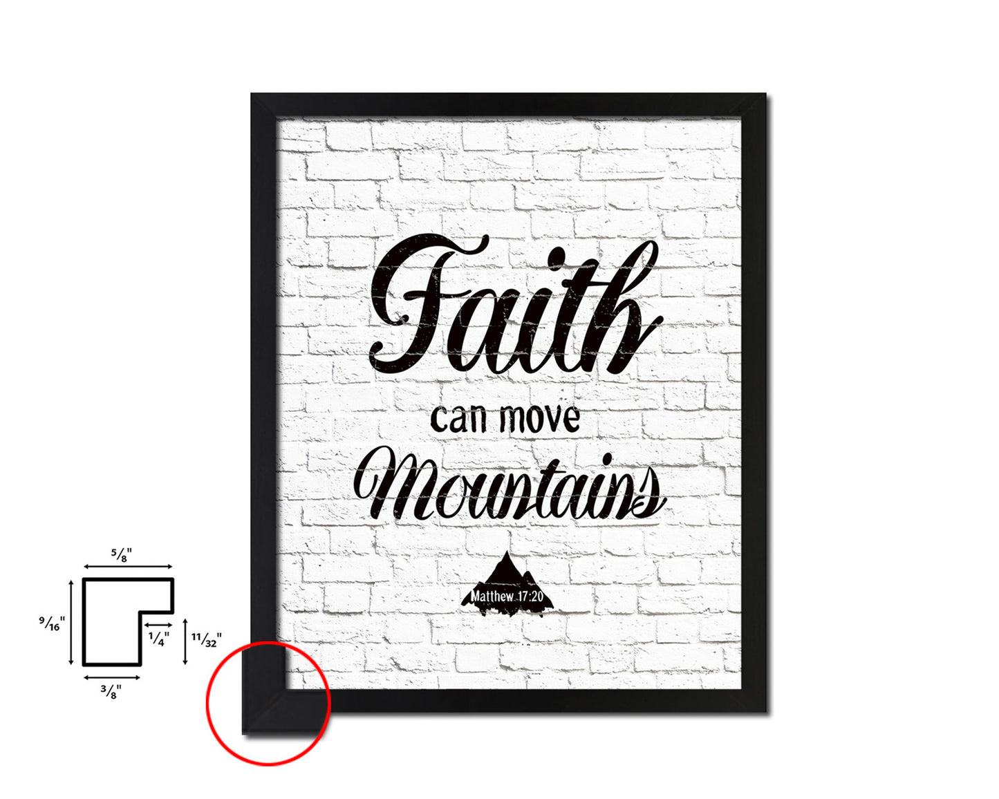 Faith Can Move Mountains, Matthew 17:20 Quote Framed Print Home Decor Wall Art Gifts