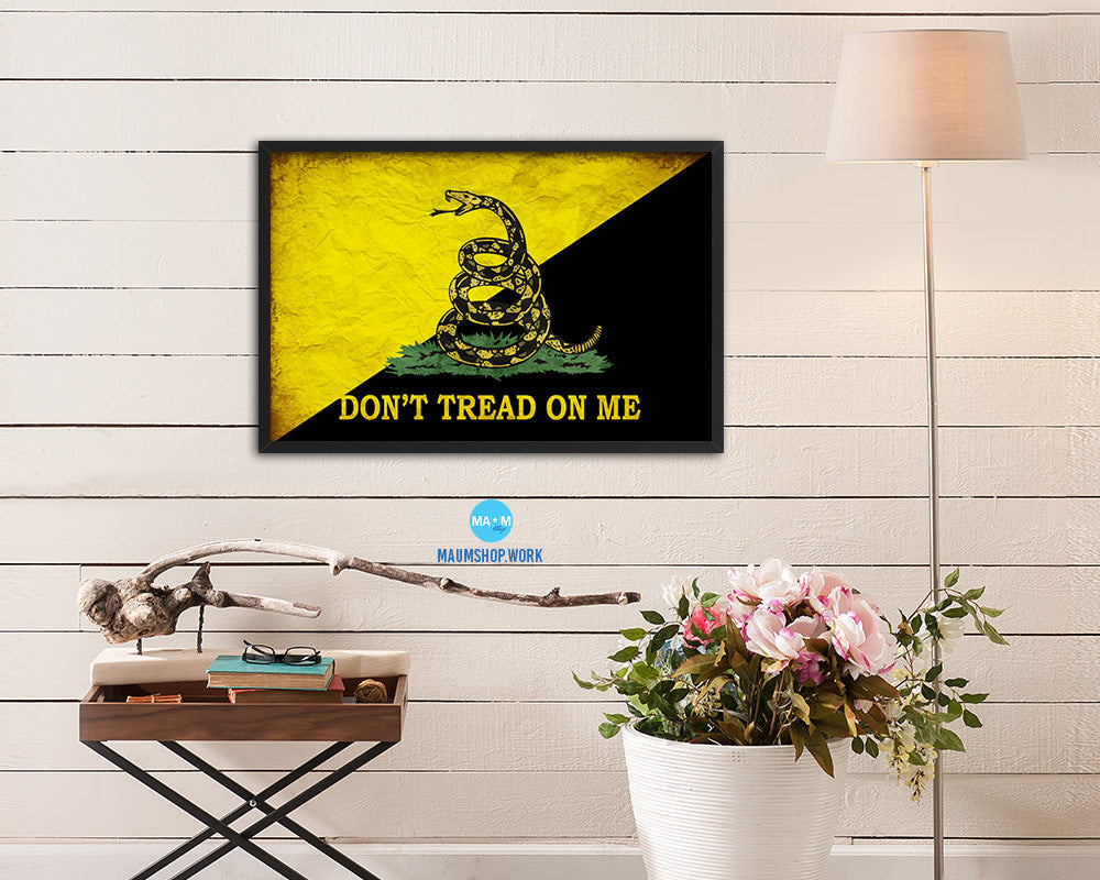 Don't Tread on Me Vintage Military Flag Framed Print Sign Decor Wall Art Gifts