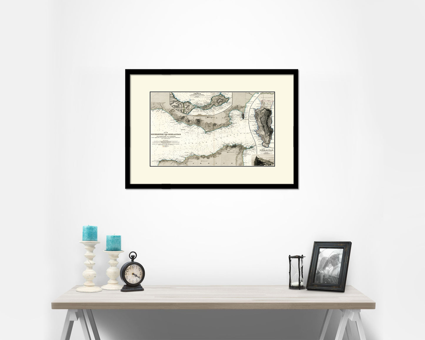 Gibraltar Old Map Framed Print Art Wall Decor Gifts