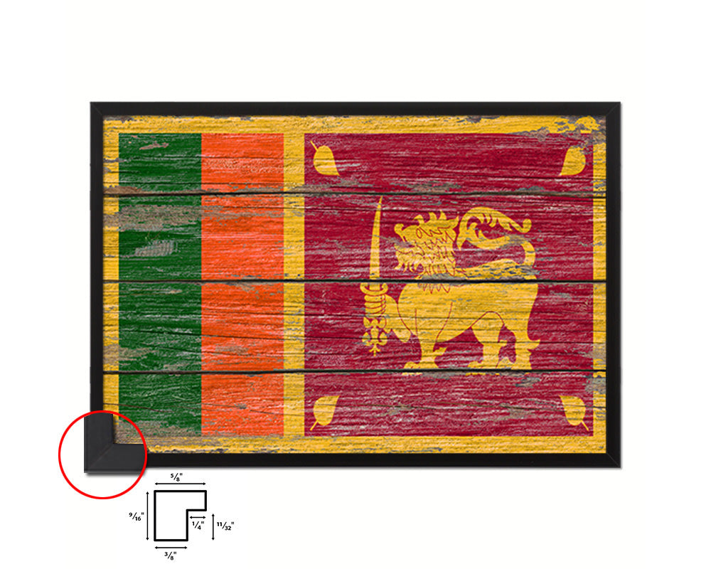 Sri Lanka Country Wood Rustic National Flag Wood Framed Print Wall Art Decor Gifts