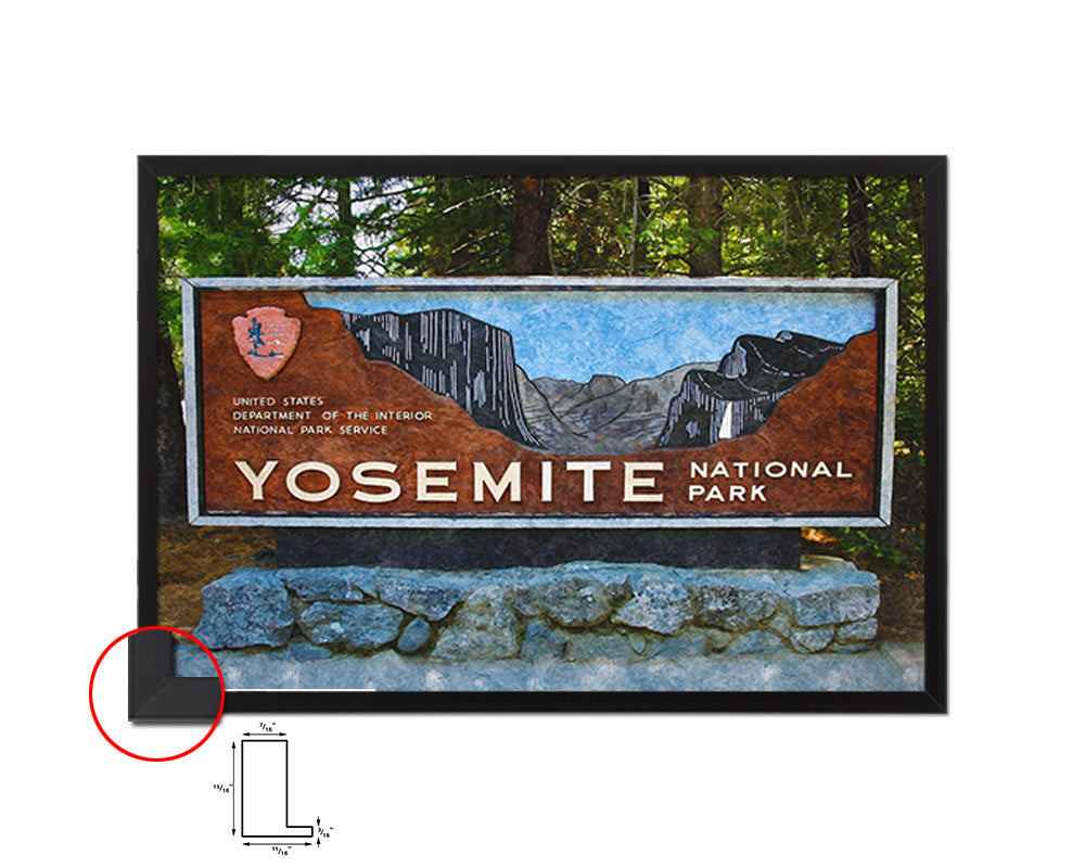 Entrance Sign Yosemite National Park CA Landscape Painting Print Art Frame Home Wall Decor Gifts