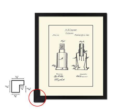 Corkscrew Wine Vintage Patent Artwork Black Frame Print Gifts