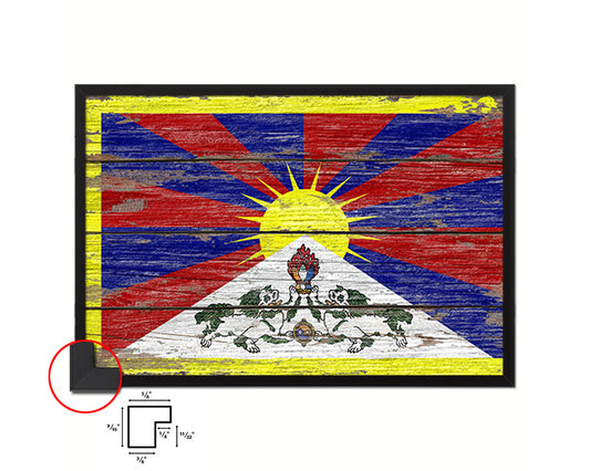 Tibet Country Wood Rustic National Flag Wood Framed Print Wall Art Decor Gifts