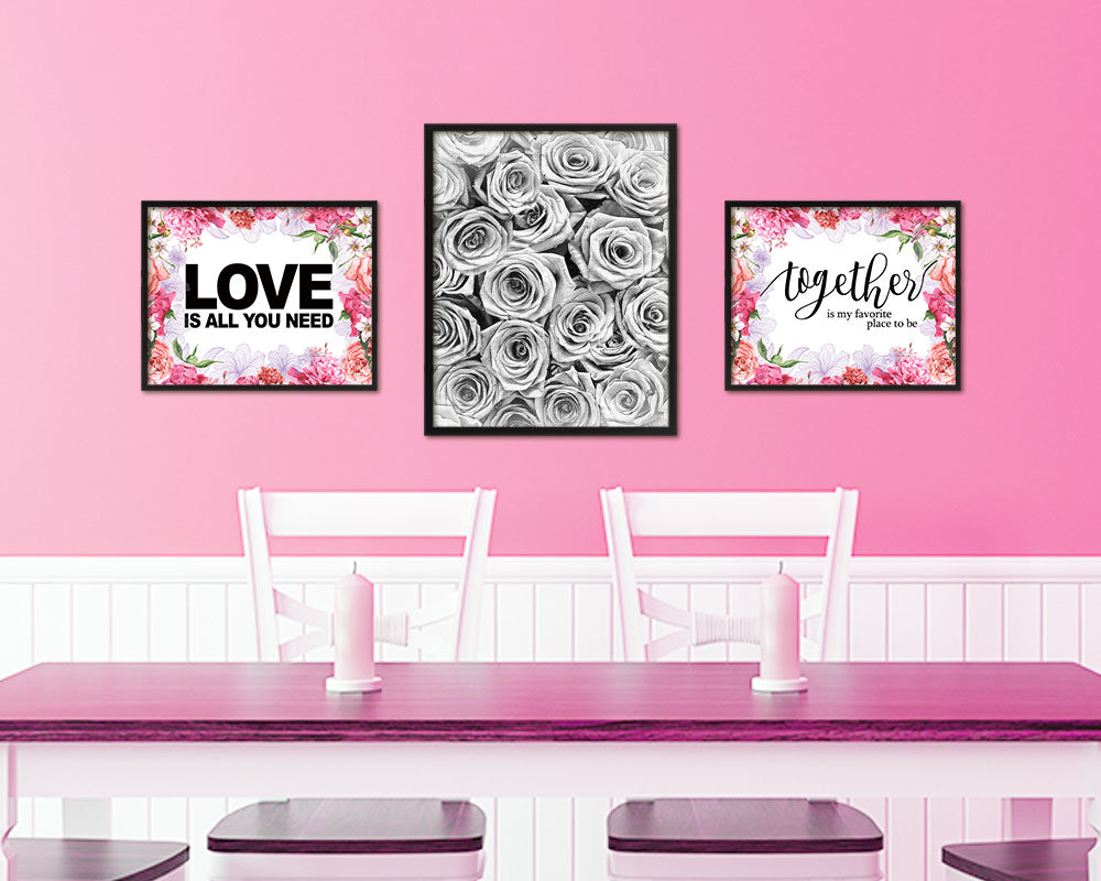 Roses White Flower Wood Framed Paper Print Wall Decor Art Gifts