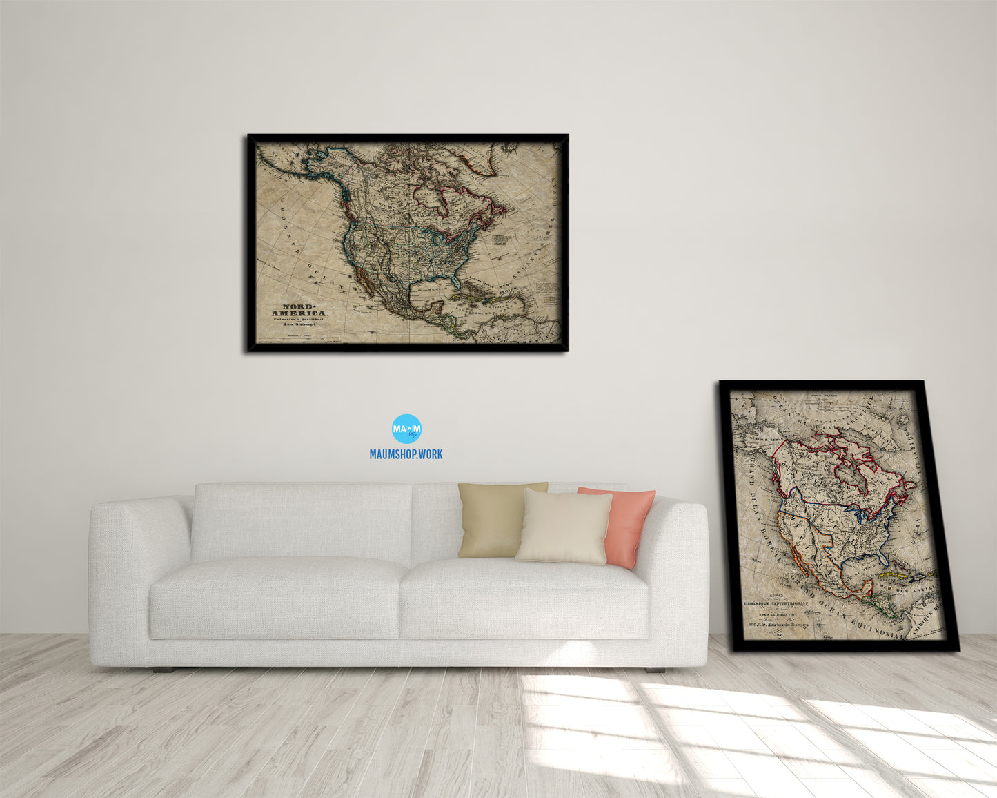 North America Stieler Dark Version 1872 Historical Map Framed Print Art Wall Decor Gifts