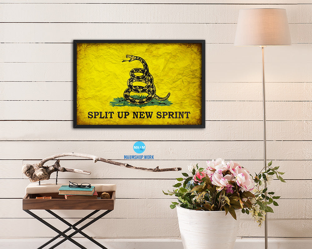 Split up New Sprint Vintage Military Flag Framed Print Sign Decor Wall Art Gifts