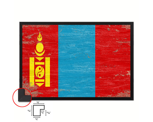 Mongolia Shabby Chic Country Flag Wood Framed Print Wall Art Decor Gifts