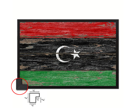 Libya Country Wood Rustic National Flag Wood Framed Print Wall Art Decor Gifts