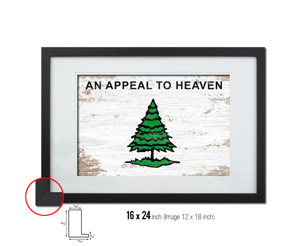 Christian Liberty Tree An Appeal To Heaven Shabby Chic Military Flag Framed Print Art