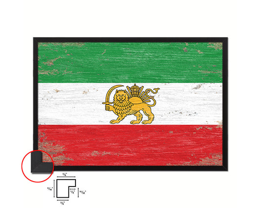 Iran Old Shabby Chic Country Flag Wood Framed Print Wall Art Decor Gifts