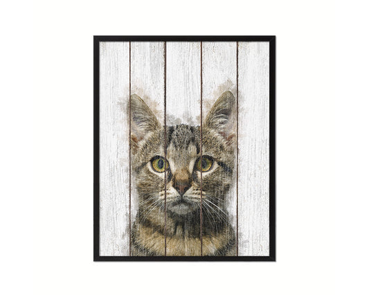 Gray Kitten Cat Kitten Portrait Framed Print Pet Home Decor Custom Watercolor Wall Art Gifts